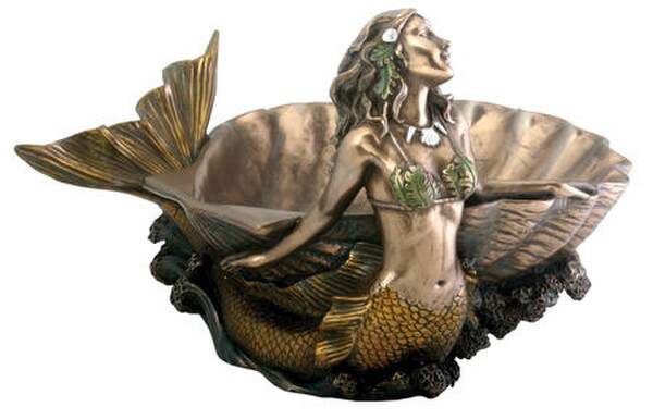Joyous happy mermaid sugar dish soap holder bowl sculpture